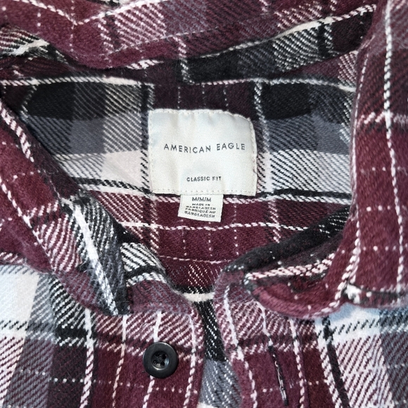 Men's Plaid Shirt - Burgundy and Black - Picture 3 of 5